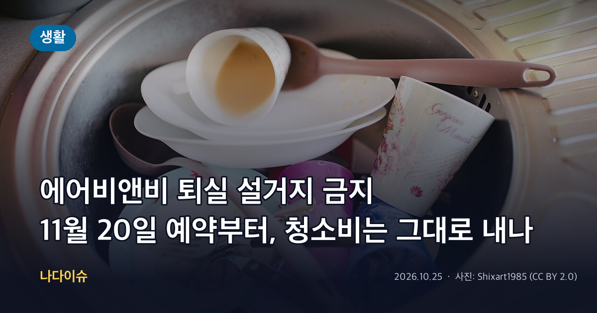 에어비앤비 퇴실 설거지 금지…11월 20일 예약부터, 청소비는 그대로 내나
