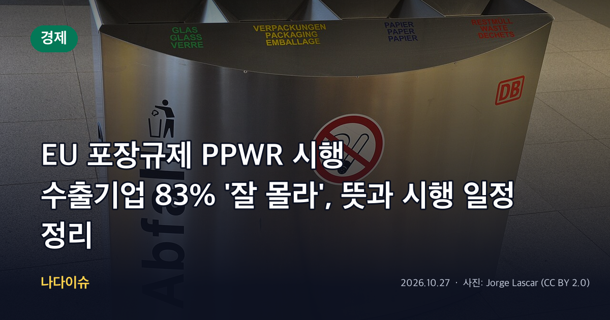 EU 포장규제 PPWR 시행…수출기업 83% '잘 몰라', 뜻과 시행 일정 정리