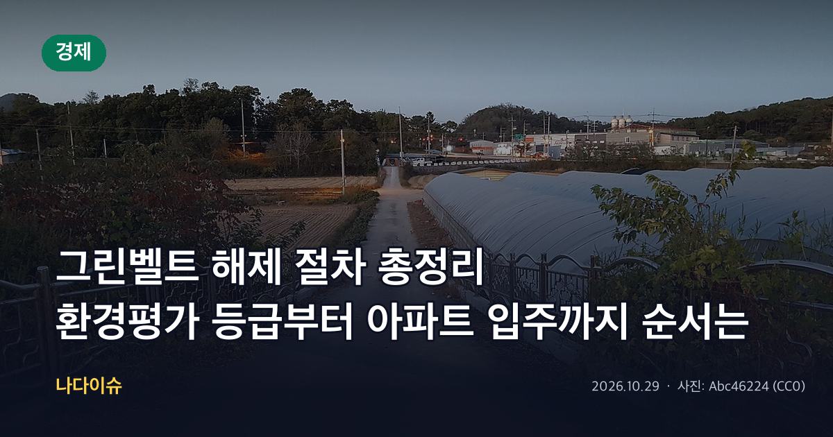 그린벨트 해제 절차 총정리…환경평가 등급부터 아파트 입주까지 순서는