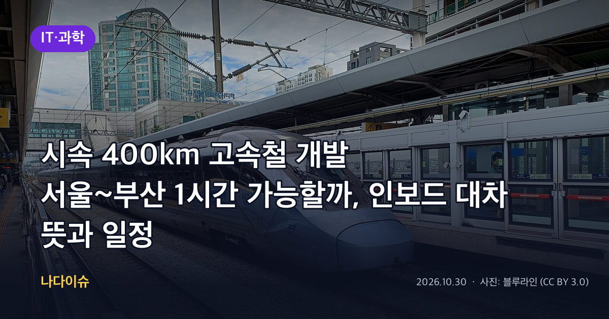 시속 400km 고속철 개발…서울~부산 1시간 가능할까, 인보드 대차 뜻과 일정